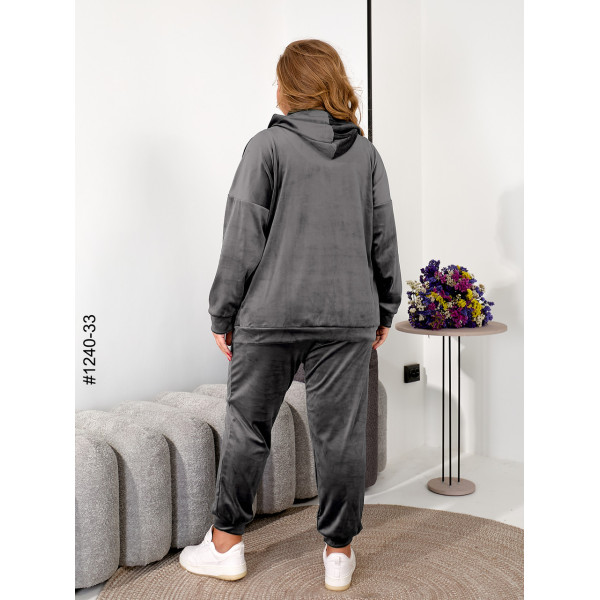 1240-33 Спортивний костюм жіночий на блискавці велюр супербатал (3 од: 54,56,58)