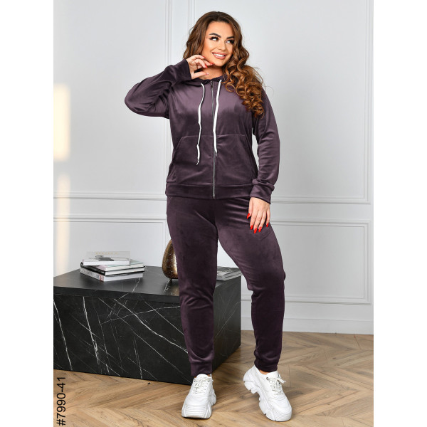 7990-41 Спортивний костюм жіночий на блискавці велюр супербатал (4 од: 54,56.58.60)