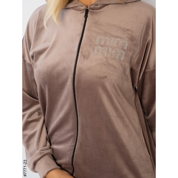 7771-23 Спортивний костюм жіночий велюр напівбатал (3 од: 48,50,52)