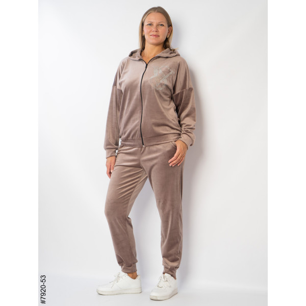 7920-53 Спортивний костюм жіночий велюр напівбатал (3 од: 48,50,52)