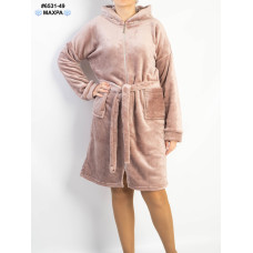 6531-49 Халат жіночий на блискавці з поясом махра напівбатал (3 од: 44-46,48-50,52-54)
