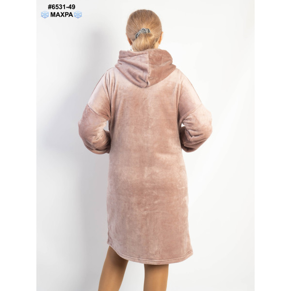 6531-49 Халат жіночий на блискавці з поясом махра напівбатал (3 од: 44-46,48-50,52-54)