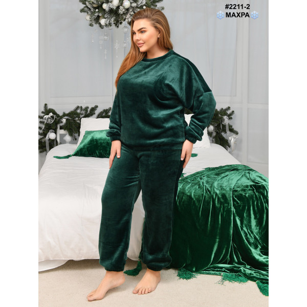 2211-2 Костюм-піжама жіночий махра напівбатал (3 од: 44-46,48-50,52-54)