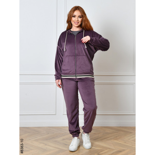 8383-10 Спортивний костюм жіночий на блискавці велюр напівбатал (4 од: 48,50,52,54)