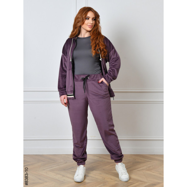 8383-10 Спортивний костюм жіночий на блискавці велюр напівбатал (4 од: 48,50,52,54)