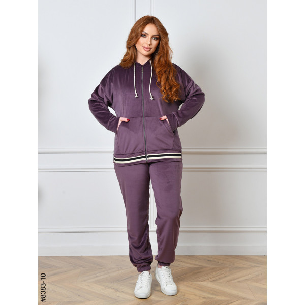 8383-10 Спортивний костюм жіночий на блискавці велюр напівбатал (4 од: 48,50,52,54)