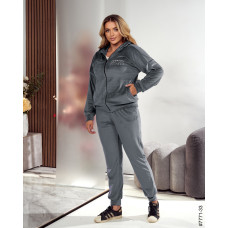 7771-33 Спортивний костюм жіночий велюр напівбатал (3 од: 48,50,52)