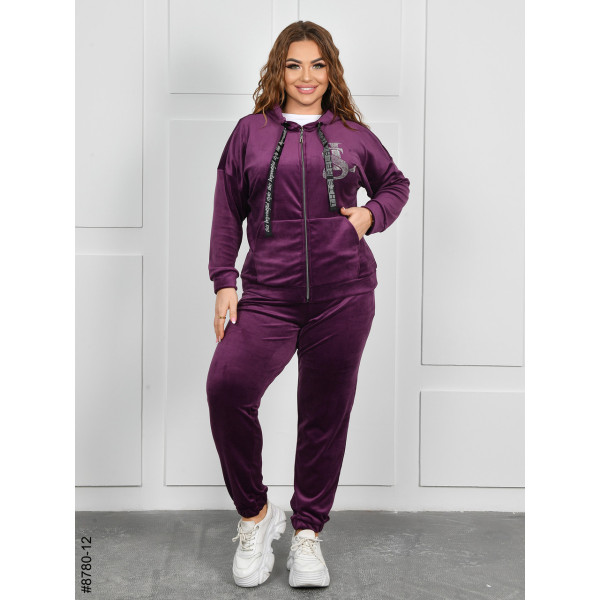 8780-12 Спортивний костюм жіночий на блискавці велюр батал (4 од: 54,56,58,60)