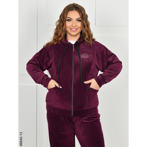 8845-13 Спортивний костюм жіночий на блискавці велюр батал (4 од: 54,56,58,60)