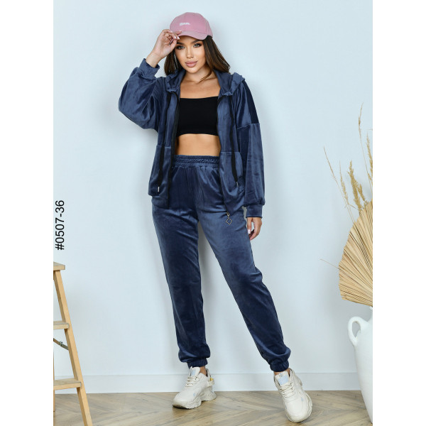 0507-36 Спортивний костюм жіночий на блискавці велюр норма (3 од: 42,44,46)