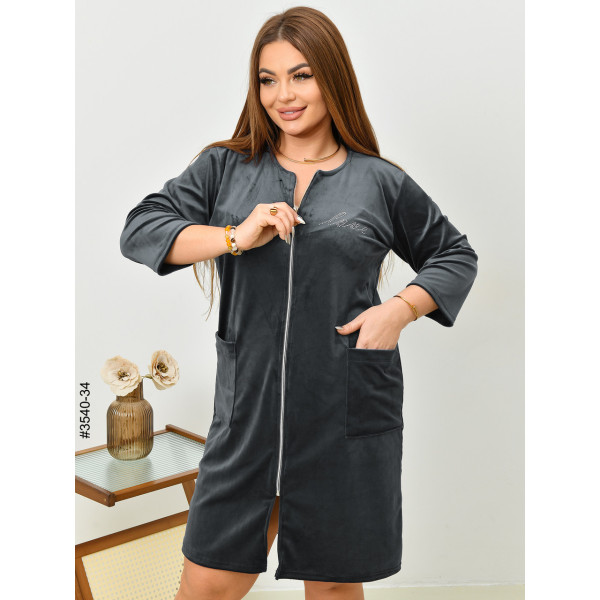 3540-34 Халат жіночий на блискавці напівбатал (3 од: 48,50,52)