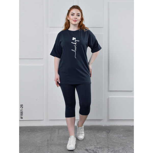 1661-26 Костюм жіночий футболка + бриджі кулір напівбатал (3 од:48,50,52)