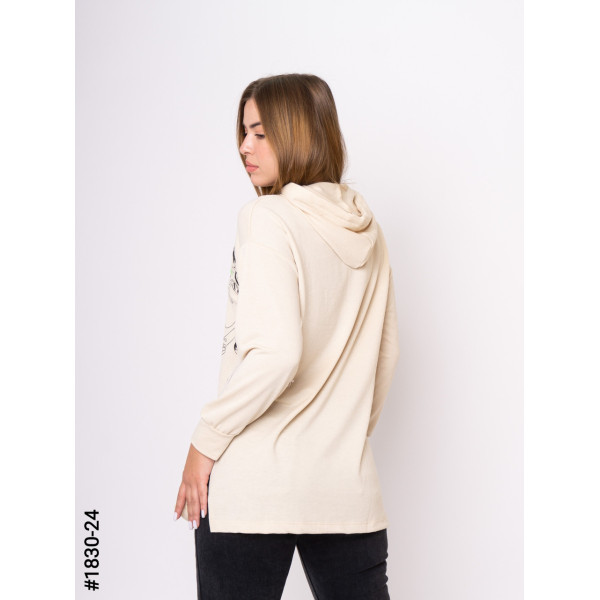 1830-24 Туника женская двунитка с принтом батал. (3 ед: S-M,M-L,L-XL)