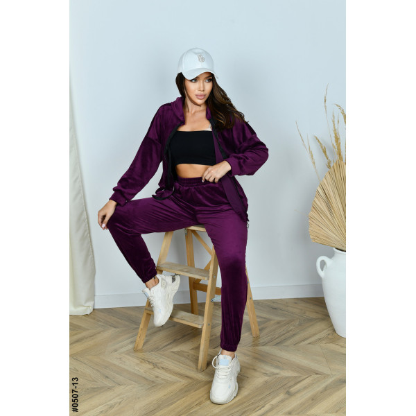 0507-13 Спортивний костюм жіночий на блискавці велюр норма (3 од: 42,44,46)