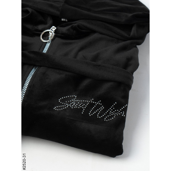 2520-31 Халат жіночий на блискавці з поясом велвелюр батал (3 од: 52-54,56-58,60-62)