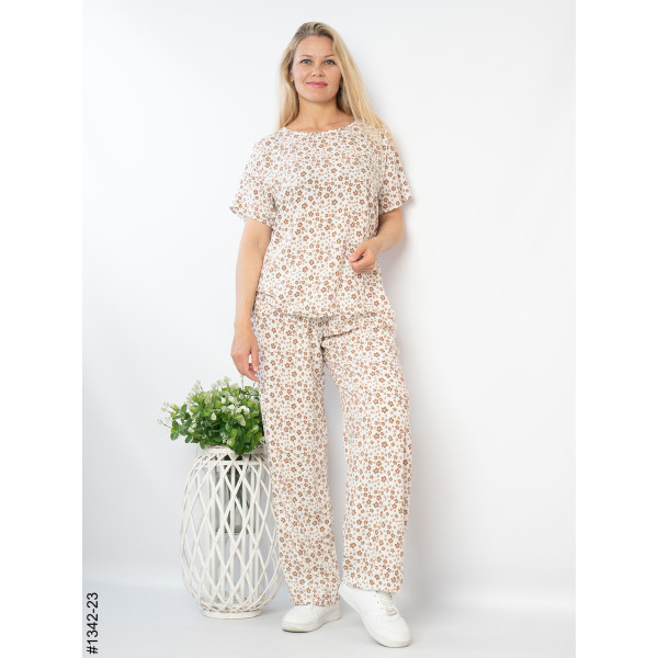 1342-23 Костюм жіночий з квітковим принтом штапель (4 од: 44,46,48,50)