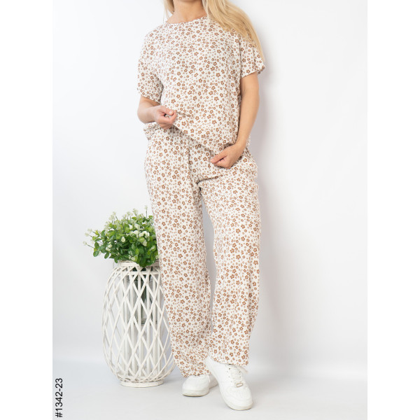 1342-23 Костюм жіночий з квітковим принтом штапель (4 од: 44,46,48,50)