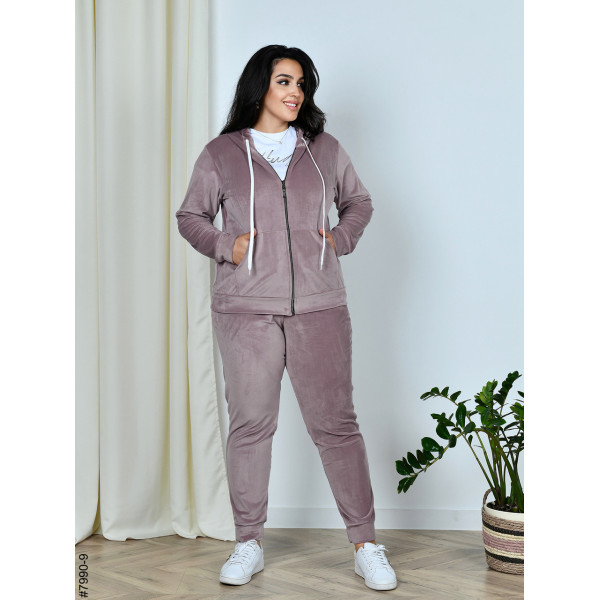 7990-9 Спортивний костюм жіночий на блискавці велюр супербатал (4 од: 54,56.58.60)