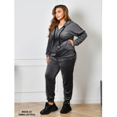 5930-32 Спортивний костюм жіночий на блискавці велюр на хутрі батал (3 од: 54,56,58)