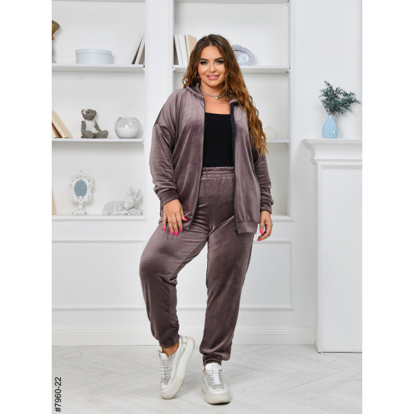 7960-22 Спортивний костюм жіночий на блискавці велюр супербатал (3 ед: 54-56,56-58,58-60)