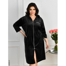 2520-31 Халат жіночий на блискавці з поясом велвелюр батал (3 од: 52-54,56-58,60-62)