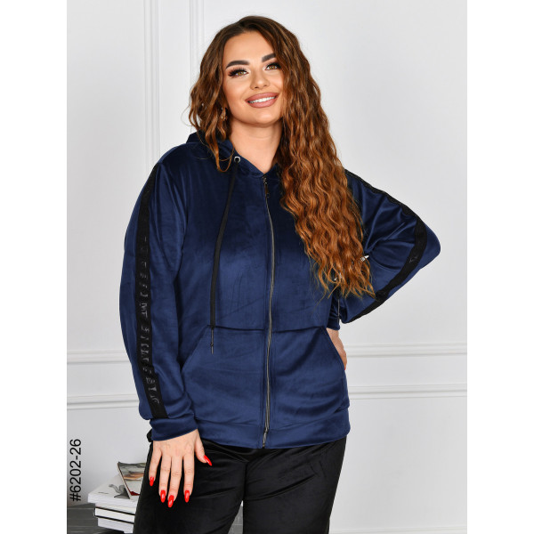 6202-26 Спортивний костюм жіночий велюр напівбатал (4 од: 48,50,52,54)