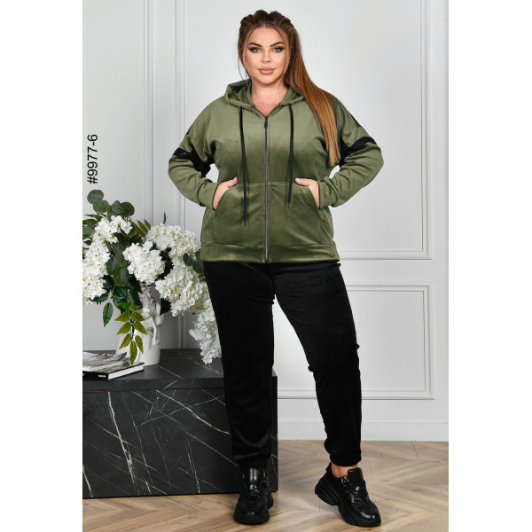 9977-6 Спортивний костюм жіночий на блискавці велюр батал (4 од: 54,56,58,60)