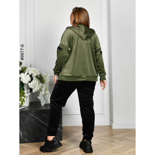 9977-6 Спортивний костюм жіночий на блискавці велюр батал (4 од: 54,56,58,60)