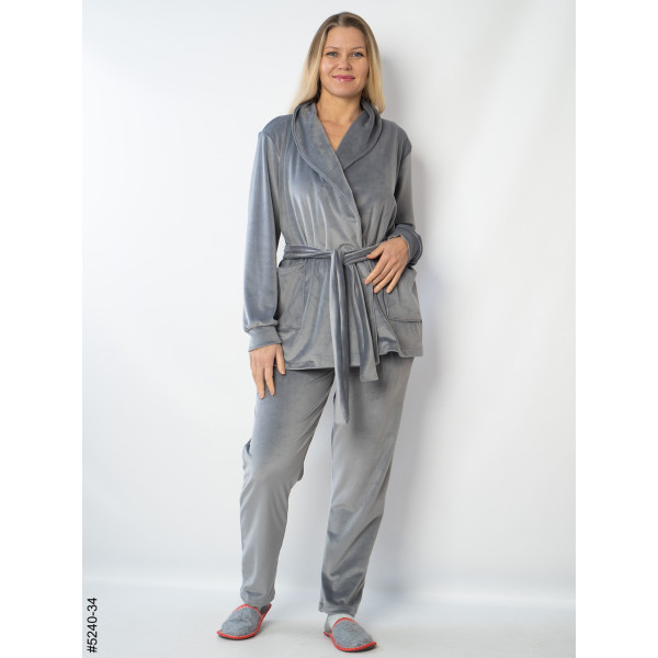 5240-34 Костюм домашній жіночий велюр (3 од: 42-44,46-48,50-52)
