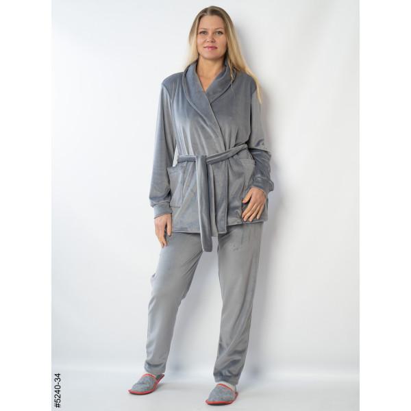 5240-34 Костюм домашній жіночий велюр (3 од: 42-44,46-48,50-52)