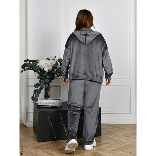 8327-33 Спортивний костюм жіночий на блискавці велюр напівбатал (4 од: 48,50,52,54)