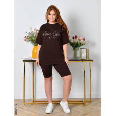 1501-19 Костюм жіночий футболка + велосипедки турецька бавовна напівбатал (3 од:48,50,52)