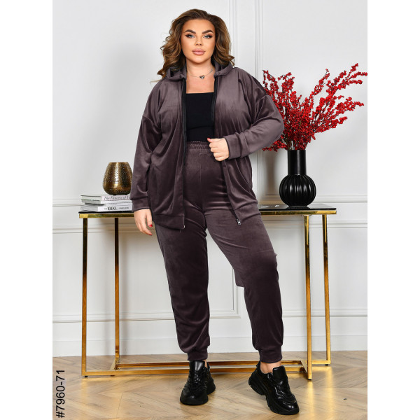 7960-71 Спортивний костюм жіночий на блискавці велюр супербатал (3 ед: 54-56,56-58,58-60)