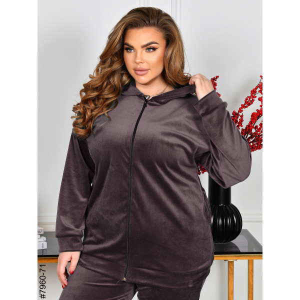 7960-71 Спортивний костюм жіночий на блискавці велюр супербатал (3 ед: 54-56,56-58,58-60)