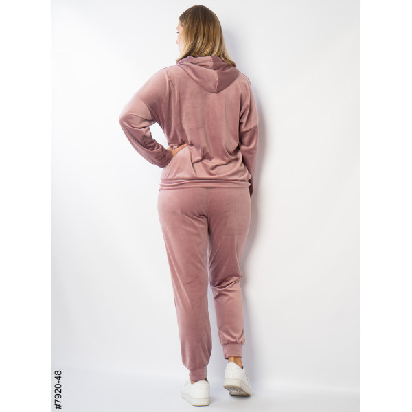 7920-48 Жіночий спортивний костюм велюр напівбатал (3 од.: 48,50,52)