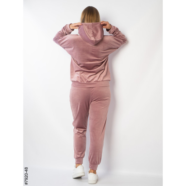 7920-48 Жіночий спортивний костюм велюр напівбатал (3 од.: 48,50,52)
