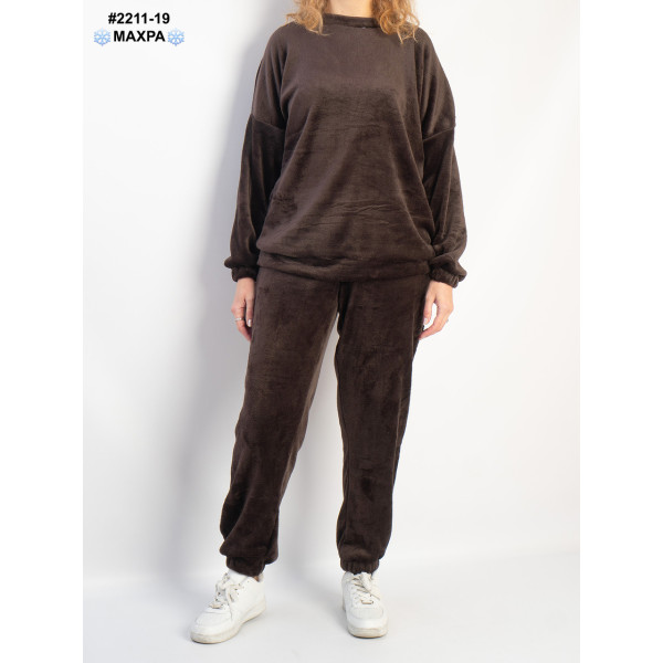 2211-19 Костюм-піжама жіночий махра напівбатал (3 од: 44-46,48-50,52-54)