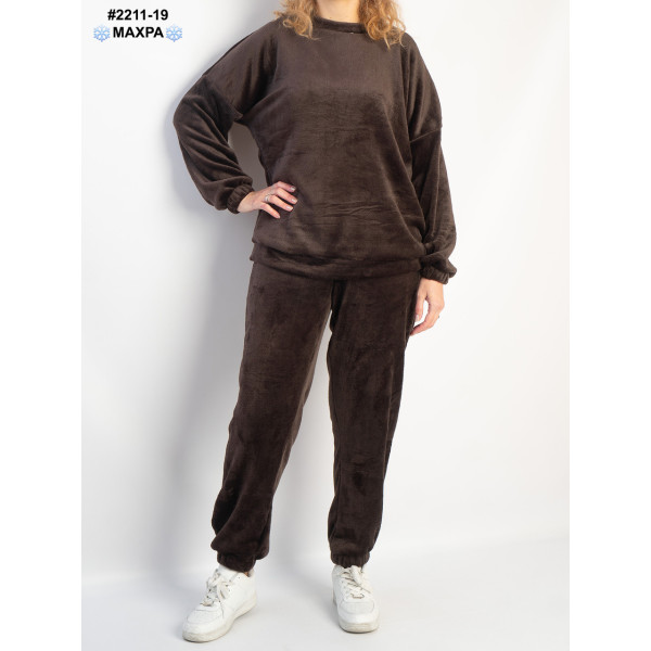 2211-19 Костюм-піжама жіночий махра напівбатал (3 од: 44-46,48-50,52-54)