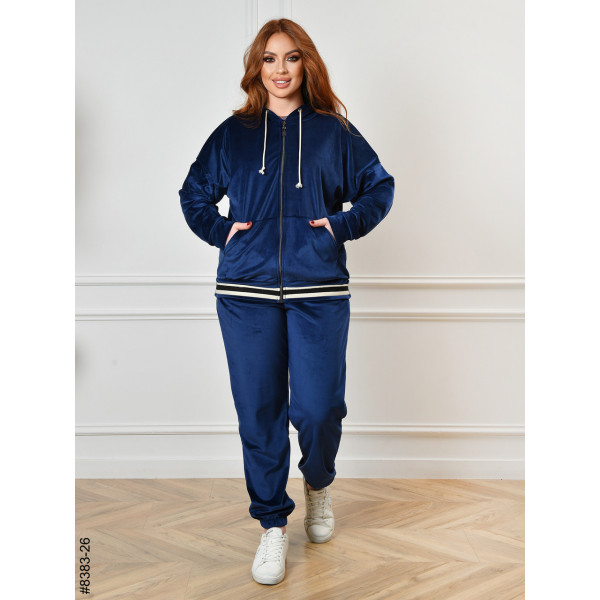 8383-26 Спортивний костюм жіночий на блискавці велюр напівбатал (4 од: 48,50,52,54)