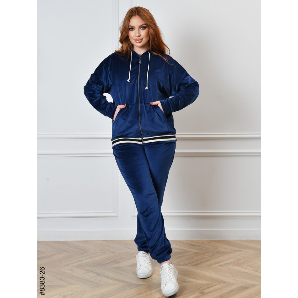 8383-26 Спортивний костюм жіночий на блискавці велюр напівбатал (4 од: 48,50,52,54)