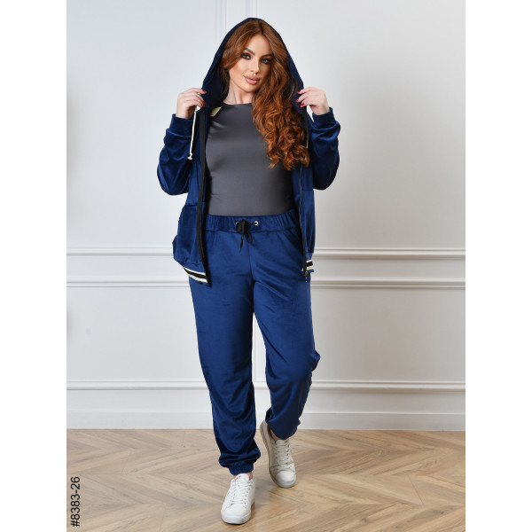 8383-26 Спортивний костюм жіночий на блискавці велюр напівбатал (4 од: 48,50,52,54)