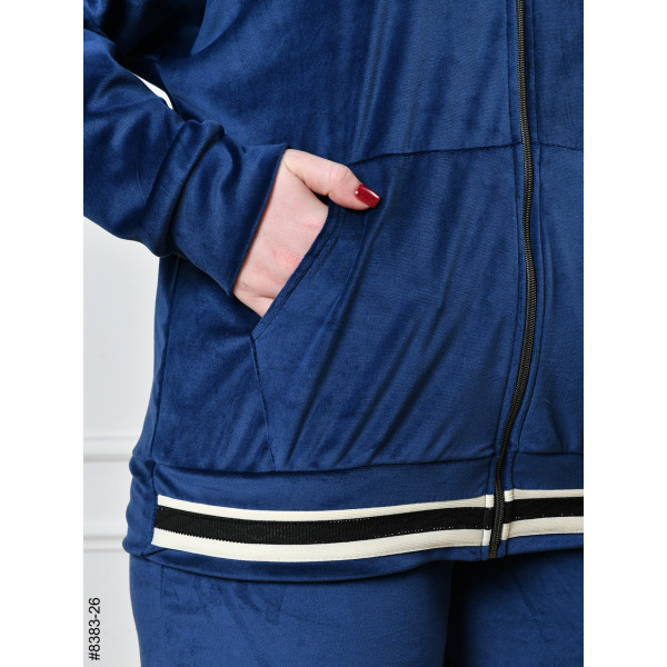 8383-26 Спортивний костюм жіночий на блискавці велюр напівбатал (4 од: 48,50,52,54)