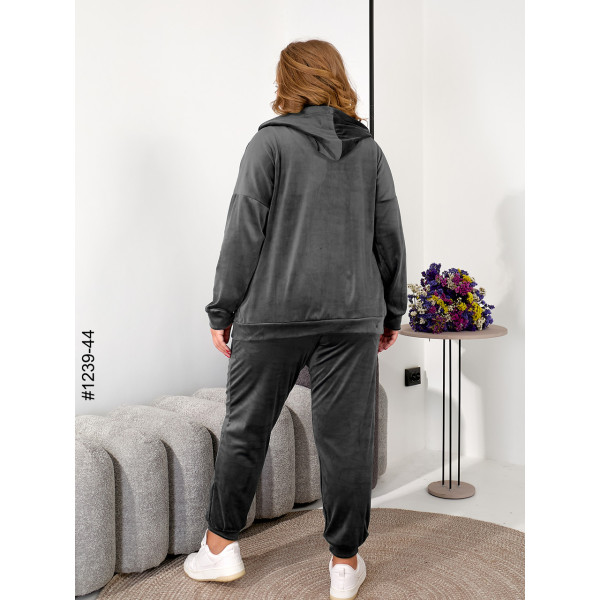 1239-44 Спортивний костюм жіночий на блискавці велюр супербатал (3 од: 54,56,58)