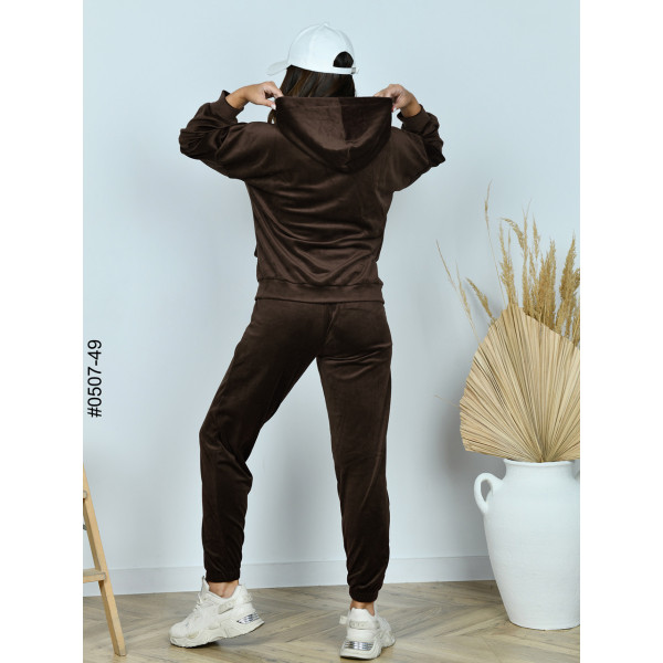 0507-49 Спортивний костюм жіночий на блискавці велюр норма (3 од: 42,44,46)