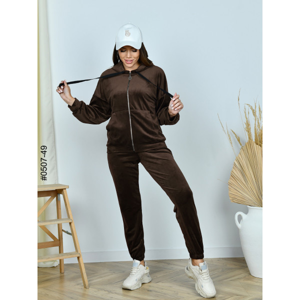 0507-49 Спортивний костюм жіночий на блискавці велюр норма (3 од: 42,44,46)