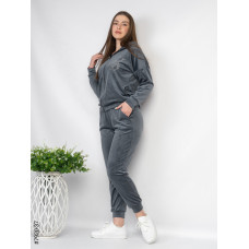 7920-37 Спортивний костюм жіночий велюр напівбатал (3 од: 48,50,52)