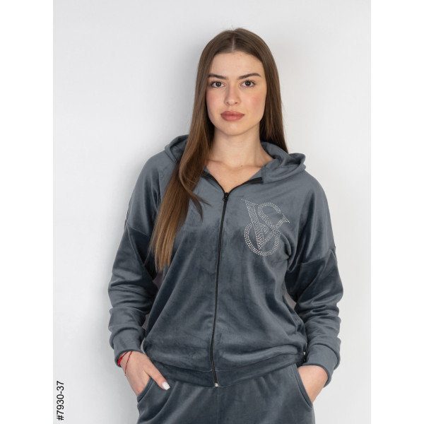 7920-37 Спортивний костюм жіночий велюр напівбатал (3 од: 48,50,52)