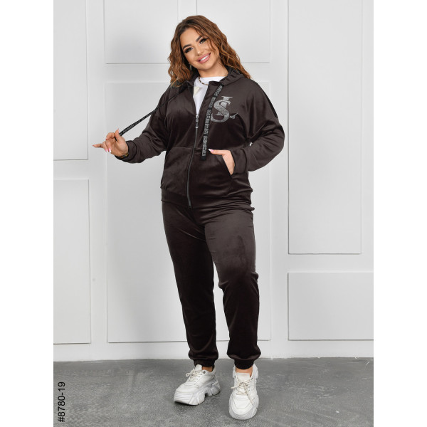 8780-19 Спортивний костюм жіночий на блискавці велюр батал (4 од: 54,56,58,60)