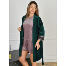 6124-2 Халат костюм трійка жіночий велюр норма (3 од: 42-44,46-48,50-52)