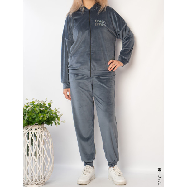 7771-38 Спортивний костюм жіночий велюр напівбатал (3 од: 48,50,52)